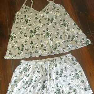Grey floral pajama set